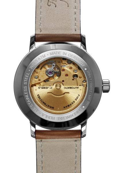 Bauhaus Herrenuhr Automatik mit Datum und Lederarmband